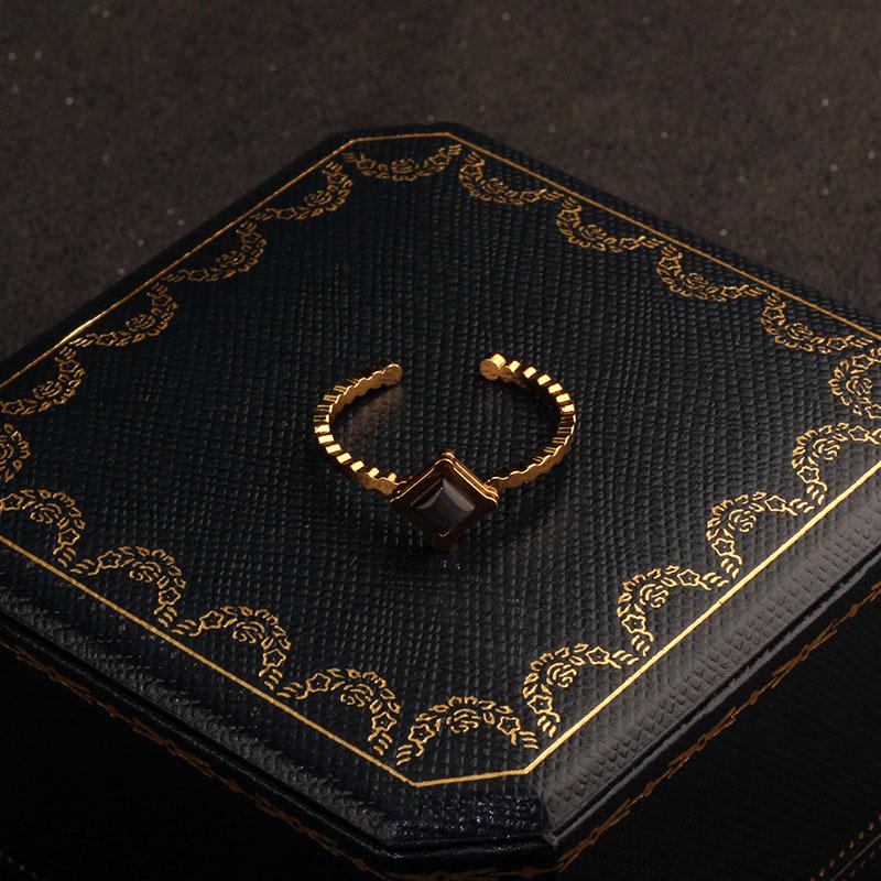 Colorful Geometric Stainless Steel Ring - 18K Gold, No Fade, High-End Fashion