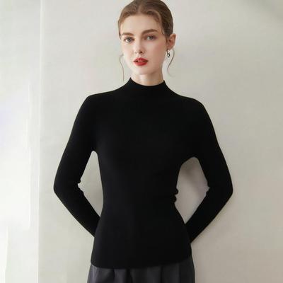 Leka Sha 100% Pure Cashmere Ribbed Half-High Neck Knit Sweater