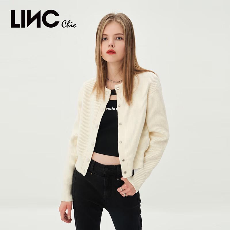 Jin Yujie Women's 22% Wool Blend Round Neck Knit Cardigan