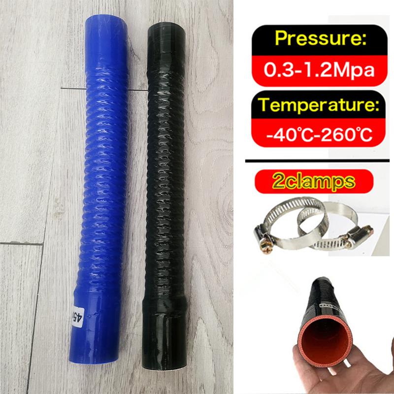ID30/32/38/40/45mm Uzunluk 40cm50cm Evrensel Silikon Esnek Çelik tel oluklu Hortum Hava Giriş Borusu Radyatör Tüpü 2 Kelepçe