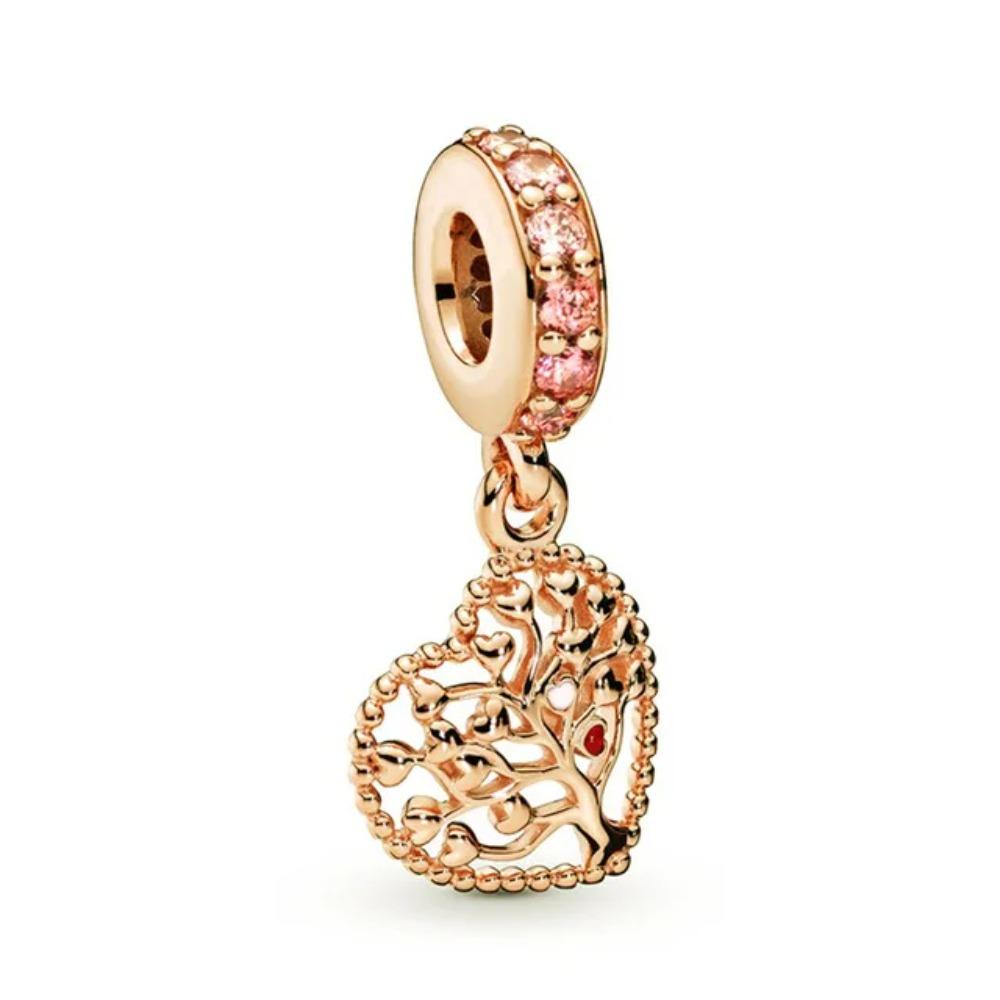 New 925 Silver Family Tree House Charm Pendant with Stars Moon for DIY Bracelet Jewelry Accessories