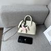 Mini Goat Pattern Top Layer Cowhide Shell Bag, Genuine Leather Crossbody Bag, Fashionable Bowling Bag, Versatile Handbag