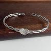 100% Solid 925 Sterling Silver Retro Bracelet for Women Men Vintage Handmade Gold Heart CZ Simple Bracelet Birthday Gift