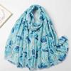 Winter Spain Thin Viscose Scarves Women Glitter Petal Floral Shawls And Wraps Pashmina Stole Bufandas Muslim Sjaal 180*90Cm