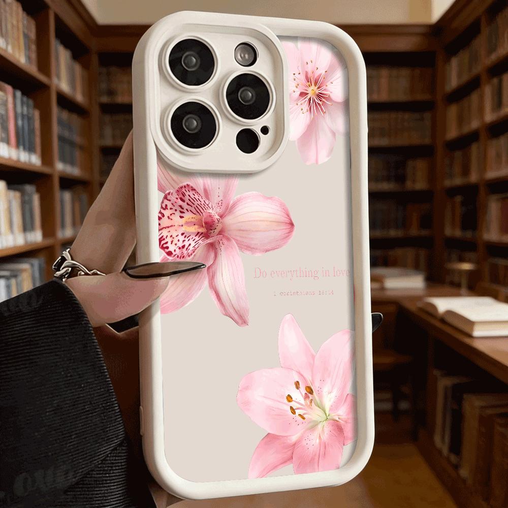Phone Case For iPhone 17 16 15 14 Plus 13 12 11 Pro Max XS XR X 17 Air 16E INS Flowers Pattern Silicone Shockproof Cover
