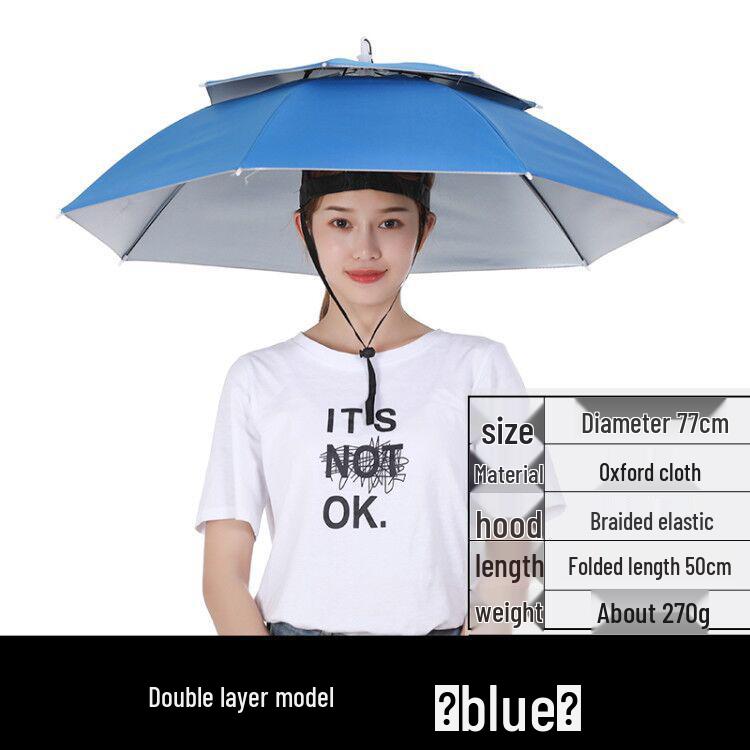 Double-Layer Sun/Rain Umbrella Hat for Adults, UV Protection, Fishing, & Tea Picking