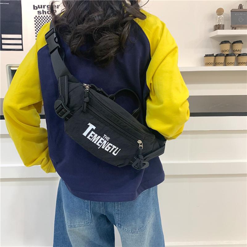Men's Letter Print Chest Bag Women's Waist Bag Student Sports Crossbody Mobile Phone Bag