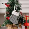 Mini Christmas Stockings Tableware Holder, Knitted Spoon Knife Fork Decorative Stocking Pendants Bag for Fireplace, Tree, Holiday Party Dinner
