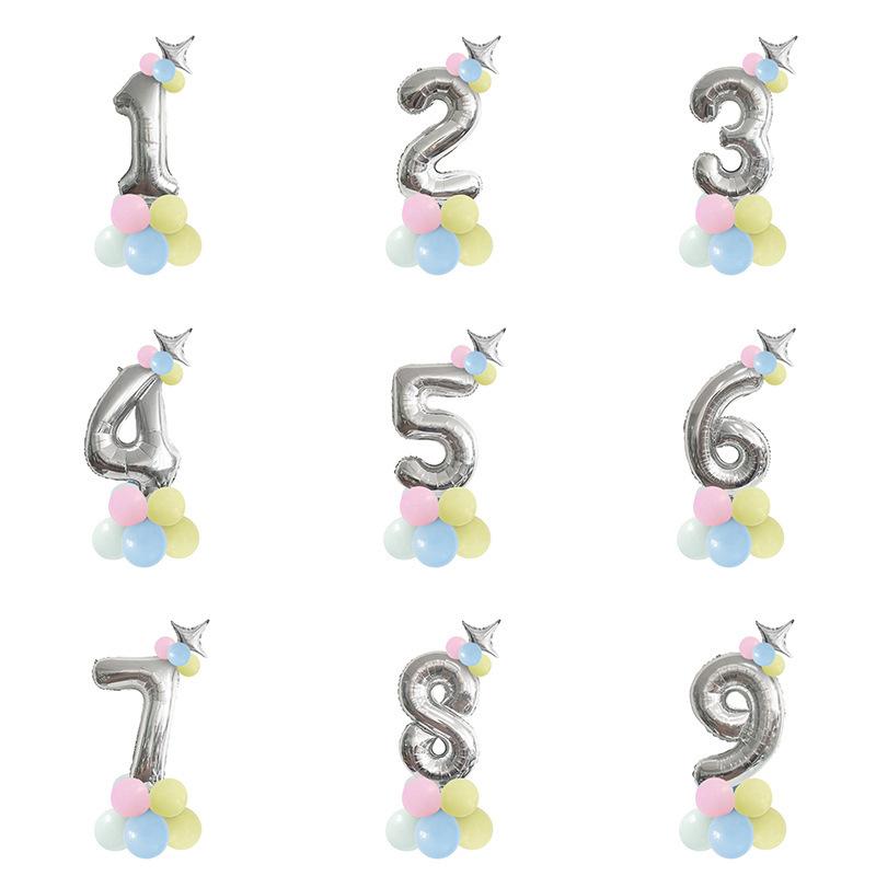 Digital Aluminum Film Balloon Set Balloon Bundle Balloon Column Baby Birthday Party Decoration Arrangement