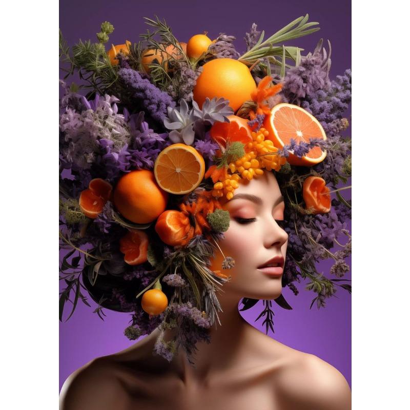 Floral Beauty Flowery Hat Hair Poster Canvas Printing Flowers with Women Home Room Decor Girls Room Bar Wall Art Picture Prints