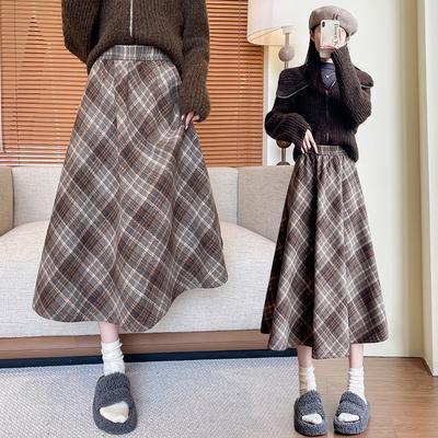 Women's Autumn and Winter Slim Mid-length Skirt High Waist Umbrella Skirt Maillard Style Retro Versatile Large Size Long Skirt