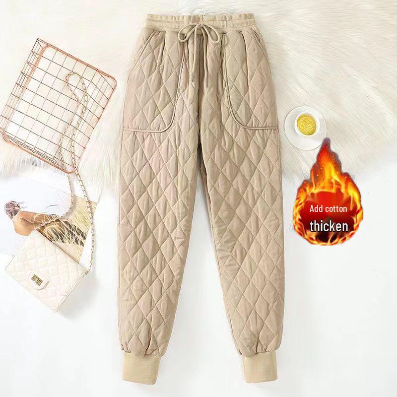 Women's Plus Size Quilted Winter Pants - Warm, Thick, Lightweight, Casual Fit