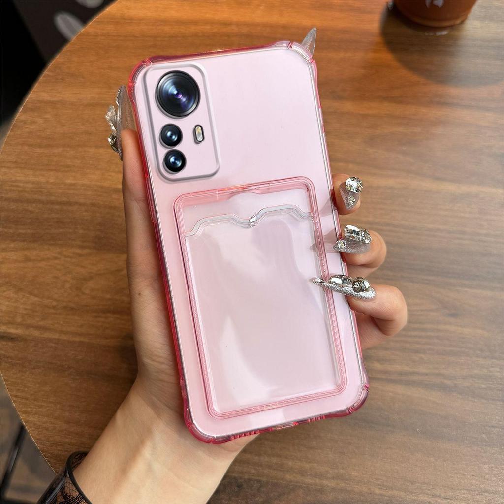 Shockproof Clear Casing for Xiaomi 12T Pro,12T,12X,Mi 12 Lite,Redmi Note 12S 4G with Cardholder Case