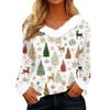 Women's Casual Fashion Long Sleeve Christmas Printed Flannel Collar Top