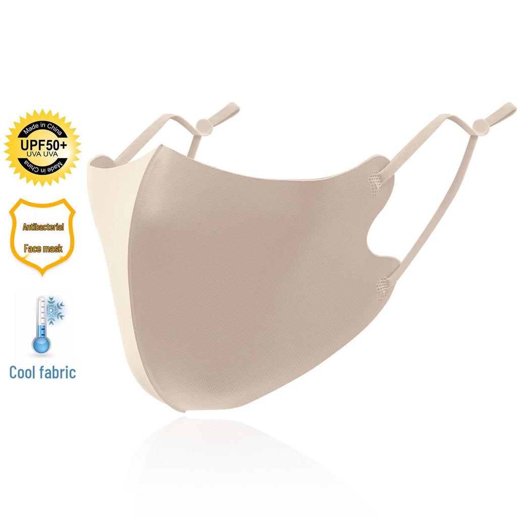 Ice Silk Breathable Sunscreen Mask with Logo - Solid Color, Ear Loop Design