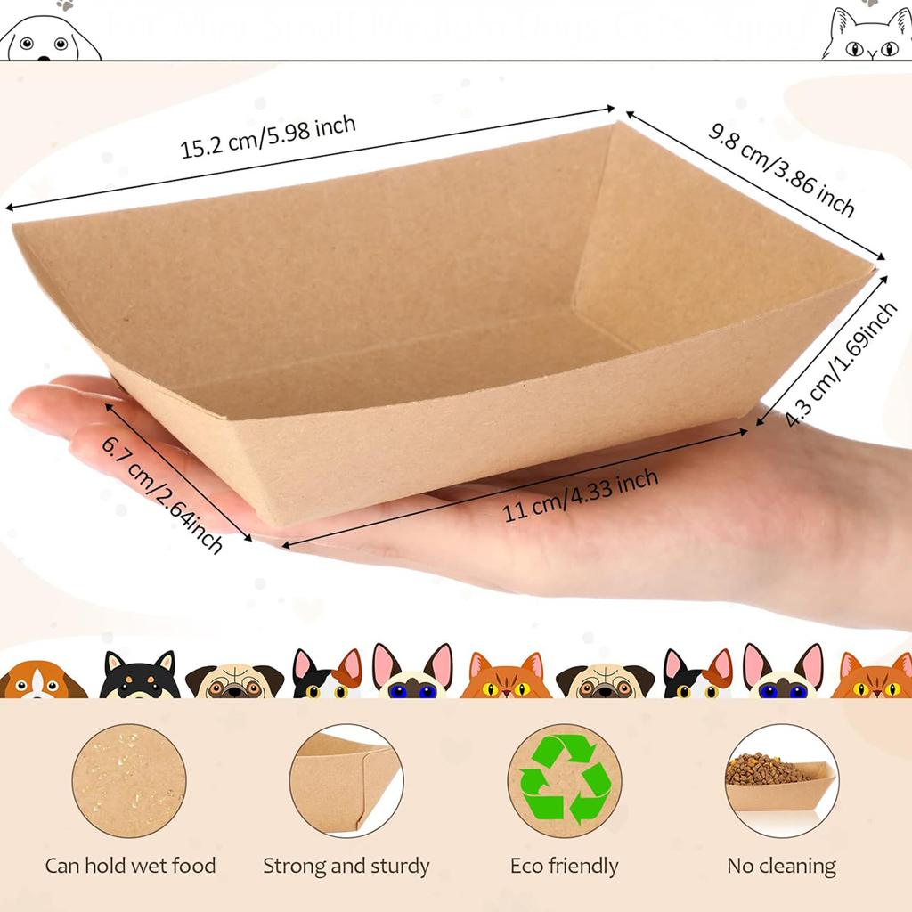 50PCS Kraft Paper Pet Bowl  Disposable Design Multiple Uses Pet Bowl  for Small Cat Dog Kitties