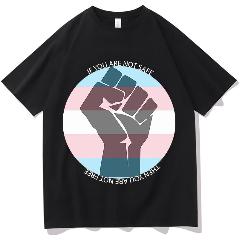 Trans Not Threat Graphic Tshirts 100Cotton unisex 2026 Summer New Short Sleeve Loose shirt Y2k Hip Hop Unisex Aesthetic Streetwear