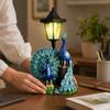Outdoor Solar Powered Resin Peacock Statue with Garden Lamp Solar Animal Figurine for Yard Patio Courtyard Decoration