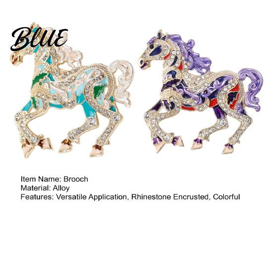 Elegant Horse Accessory Colorful Brooch Rhinestone Encrusted Alloy Lapel Pin