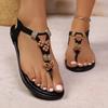New flat sandals women's toe elastic band fashion beach women's shoes sandals