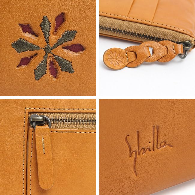 Sybilla Lana Long Wallet (5471174), L-shaped Zipper with Coin Purse, Slim Design, Genuine Leather (Brick)
