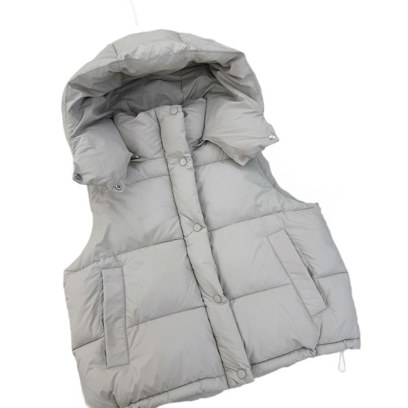 Hooded down cotton vest women's autumn and winter new thickened warm short vest jacket loose casual cotton clothes