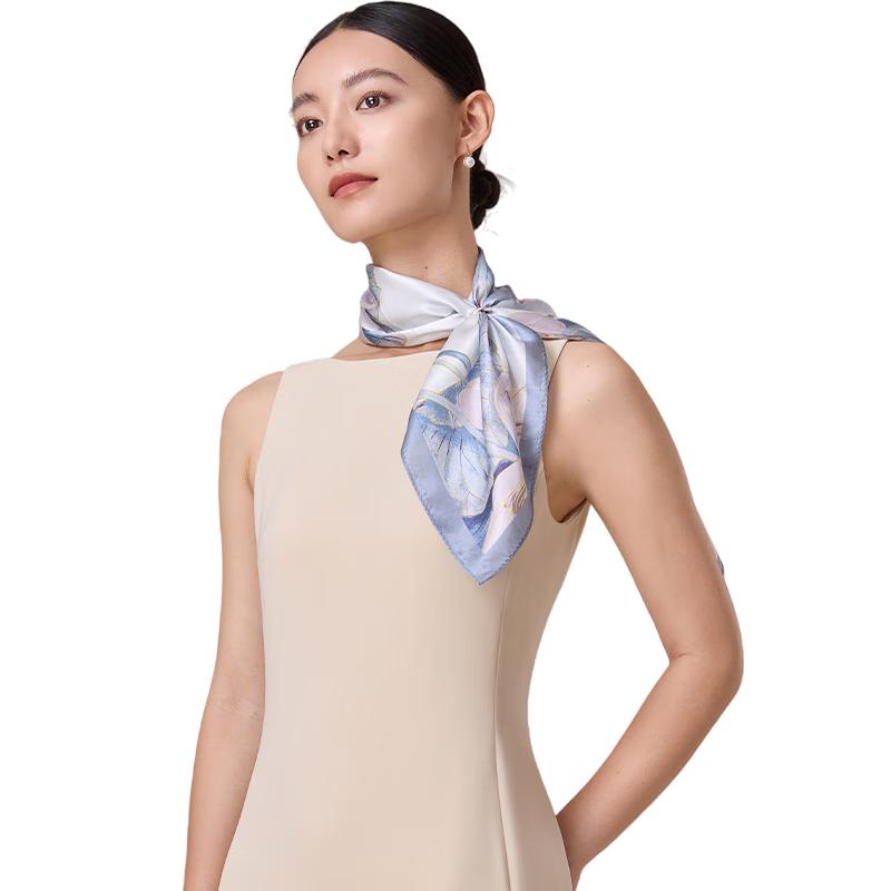 Shanghai Story Women s 100% Mulberry Silk Printed Square Scarf 65cm x 65cm