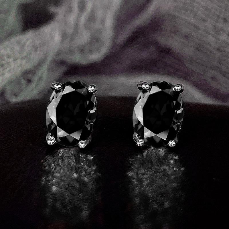 Trendy and Simple Four Claw Oval White Zircon Earrings, Classic and Versatile, Small and Compact Women's Zircon and Accessories