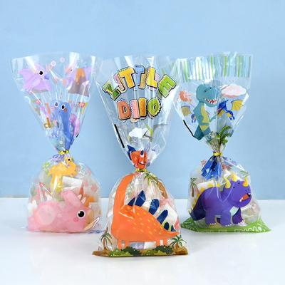 Vogue With Twist Ties 50pc Dinosaur Transparent Candy Gift Bag Party Supplies Plastic Packaging Bag Kid Birthday Party Animal Cartoon Unicorn Mermaid