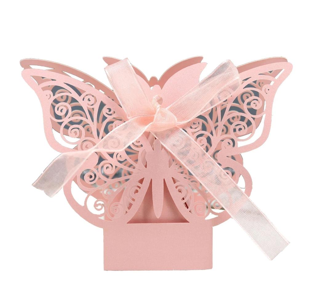 10 Pcs Hollow Butterfly Gift Paper Boxes Creative Laser Cutting Wedding Candy Dragee Box Cookie Carton Wrapping Package