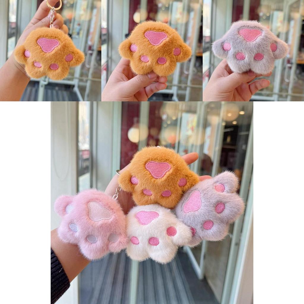 Cat Claw Keychain Plush Toy With Silver Chain For Bags And Keys