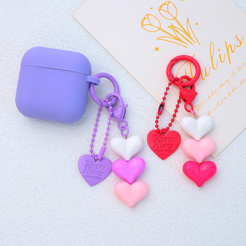 1PC Keychain Candy Color Key Ring Friendship Gift Heart-shaped Backpack Accessories Phone Pendant