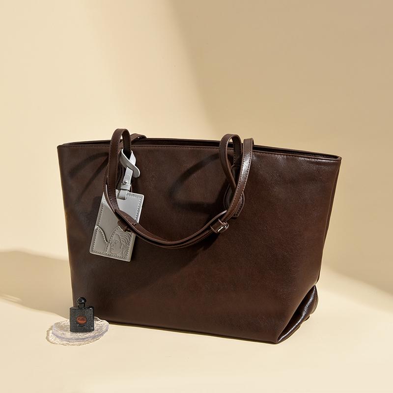 Luxury Large Capacity Women Shoulder Bag PU Leather Commuter Tote, Fashi Durable Office Work Bag, Simple Design Pure Handbag