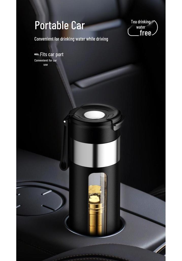 High-End Portable Tea Infuser Cup with One-Button Lid – Creative Borosilicate Glass Design