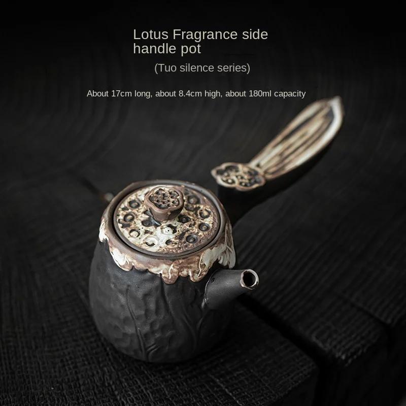 

Stoneware Handmade Side Handle Pot Tea Filter Ceramic Single Pot Teapot Kung Fu Tea Set Side Tea Making Device Tea Kettle