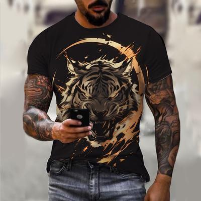 Men's T-Shirts Summer Animal Tiger Pattern 3D Print Tops Tees Summer Men Streetwear Fashion T Shirt Men Clothing