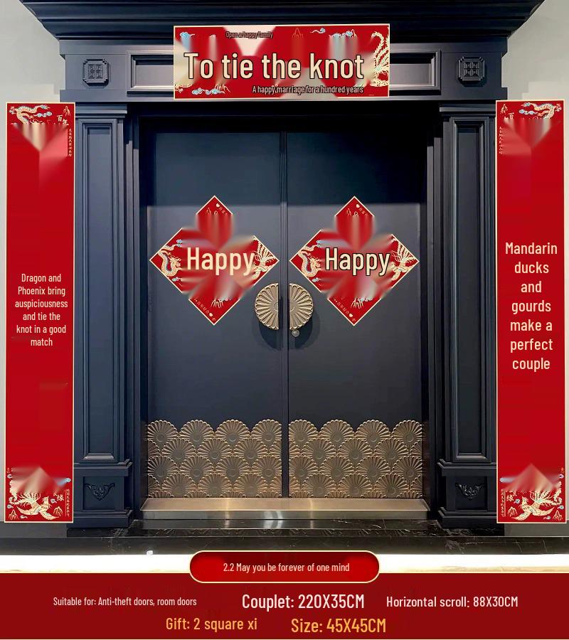 Brudgums lantliga bröllop Glada kupletter & Brudens ankomst Dörr Dubbel lycka Dekorationer