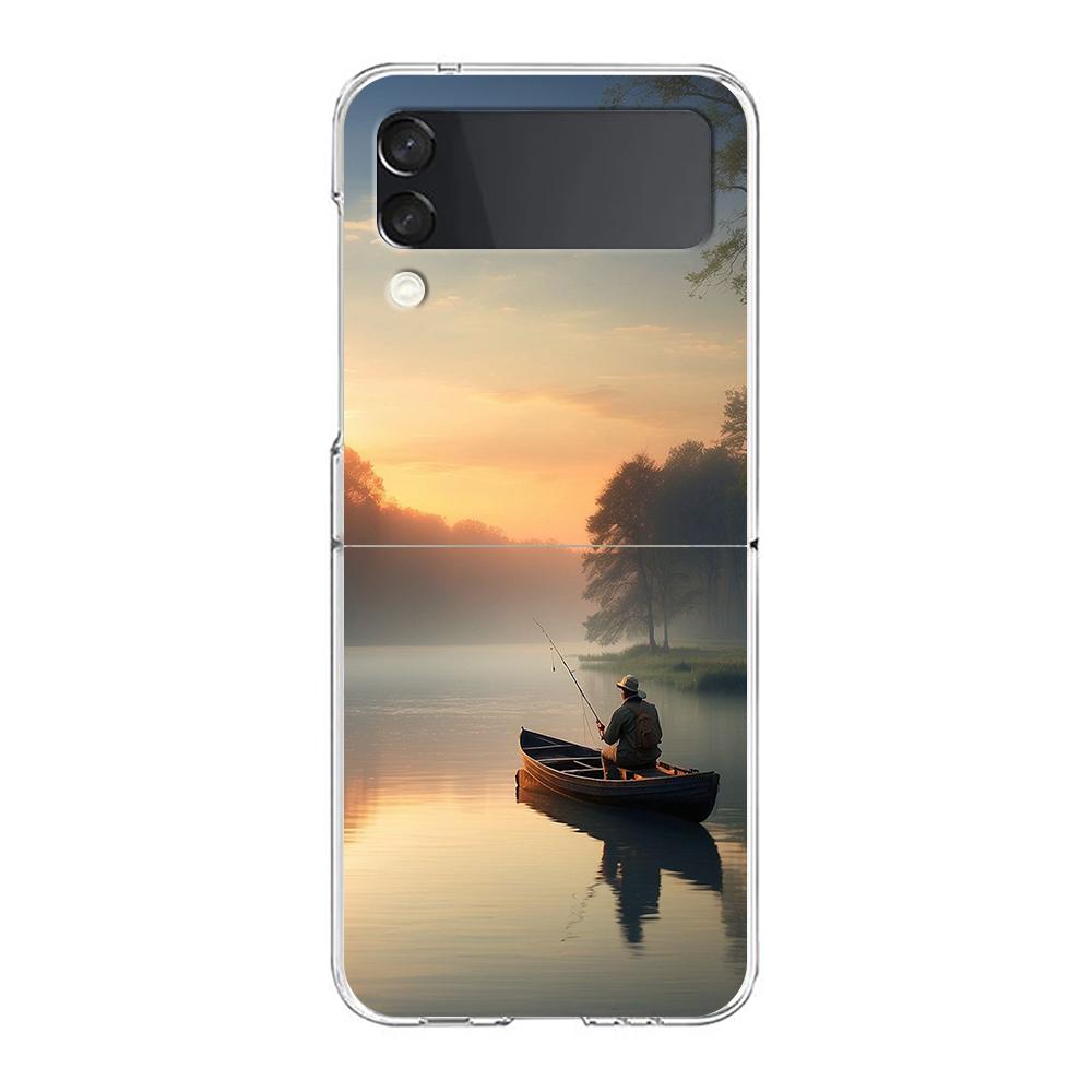 Carp Fishing Fish Phone Case For Samsung Galaxy Z Flip 3 4 5 Hard Folding Clear PC Bumper For Samsung Z Flip 6 Back Cover