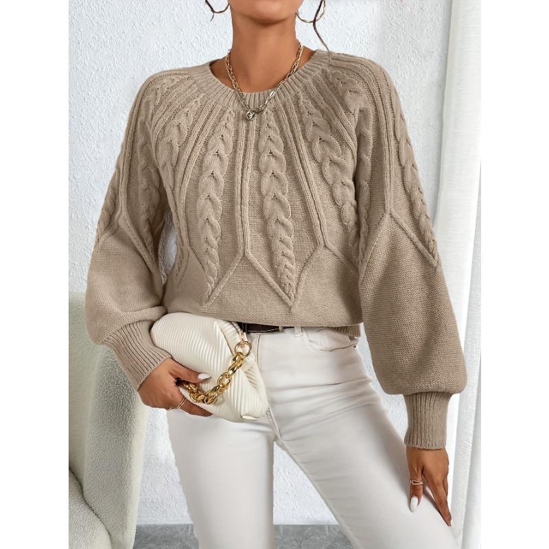 Women'S Chunky Sweater - Beige/Neutral-Toned Sweater for Fall/Winter, Cozy Sweater for Everyday & Formal Outfits, Women'S Sweater Clothing