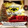 Benutzerdefinierter Name Personalisierte AEK Athen FC Druck Wandteppich, Wandkunst Dekor, Schlafzimmer, Studentenwohnheim, Wohnung, Wohnzimmer, Party-Hintergrund, Geschenk zum Geburtstag