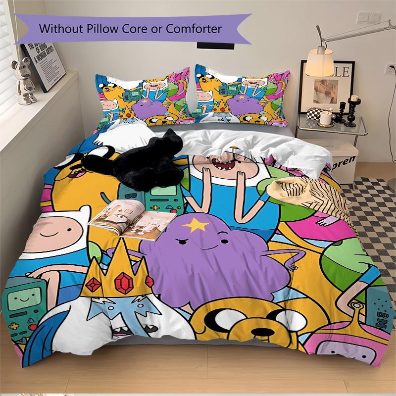 Set Copripiumino Adventure Time 3 Pezzi, 1 Copripiumino + 1/2 Federe (Nessun inserto), Copripiumino Matrimoniale, Set Biancheria da Letto, Biancheria da Letto, Letto Stagionale