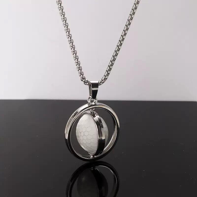 Rotatable Mini Sports Ball Pendant Necklace - Basketball, Football, Golf, Rugby, Baseball - Hip Hop Chain.