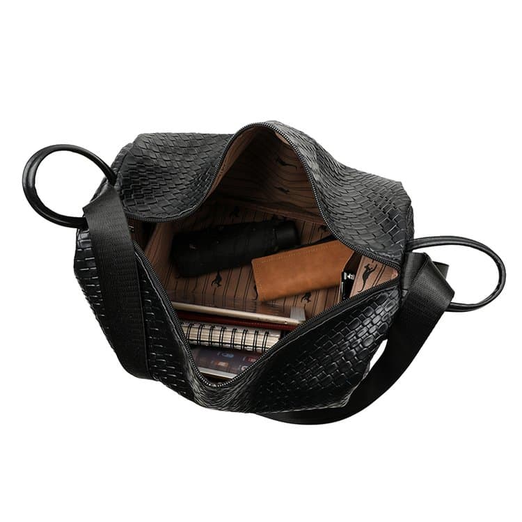 Schwarzer gewebter Kunstleder-Rucksack Freizeitrucksack