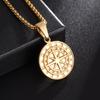 Stainless Steel Retro Mens and Womens Compass Necklace Punk Casting Compass Coin Pendant Jewelry Accessories