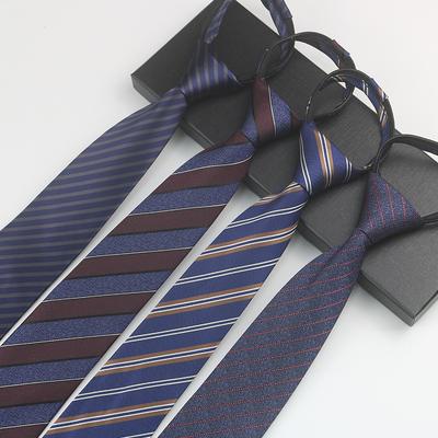 Business Zipper Men'S Work Meeting Banquet Host Easy Pull No Knot Stripes Professional Suit Gentleman'S Tie
