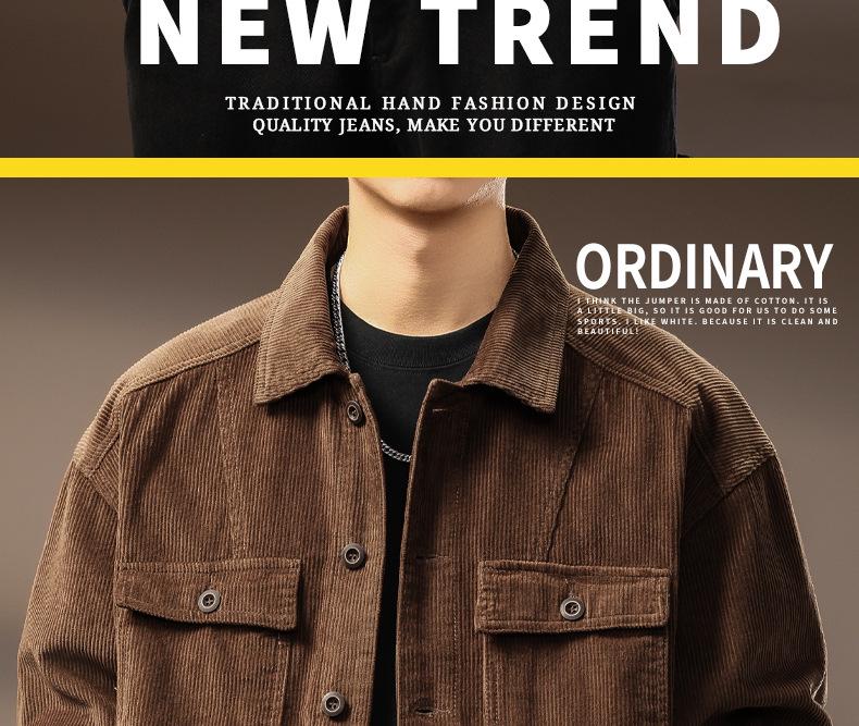Men's High-End Corduroy Lapel Jacket - Autumn Casual AmeKaji Workwear Outerwear