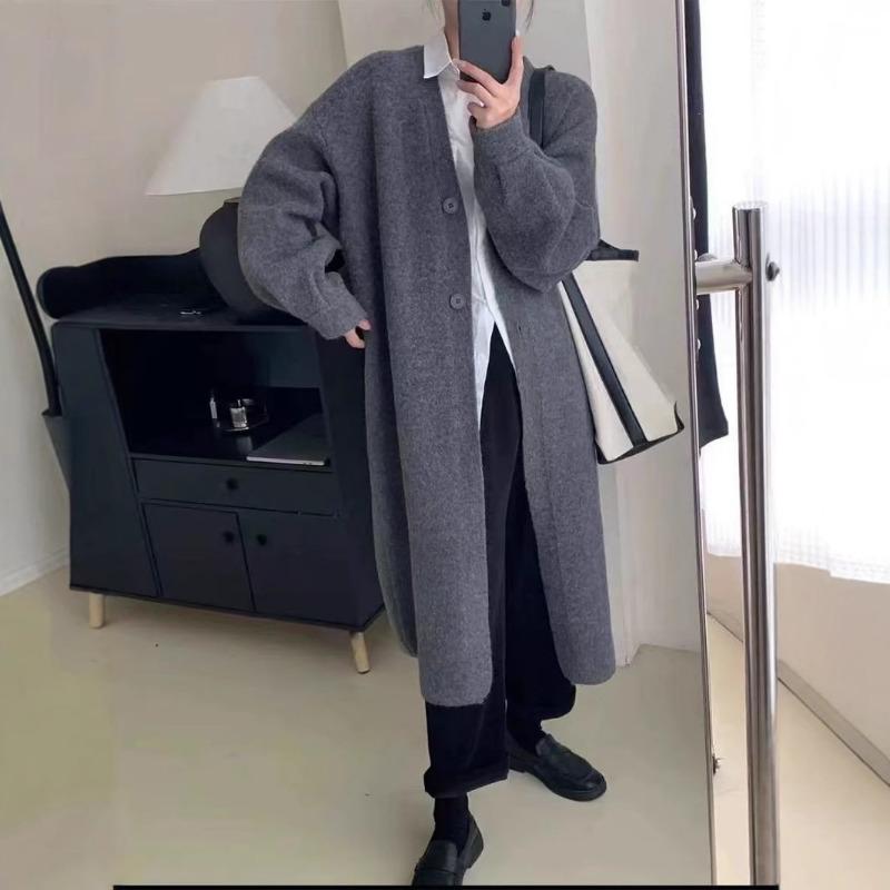 New Long Sweater Jacket Women's Lazy Wind Loose Thick Temperament Casual Solid Color Knitted Coat