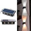 Lampă LED de perete pentru exterior, impermeabilă: Lumină solară cu funcție sus-jos pentru grădină și pereți exteriori