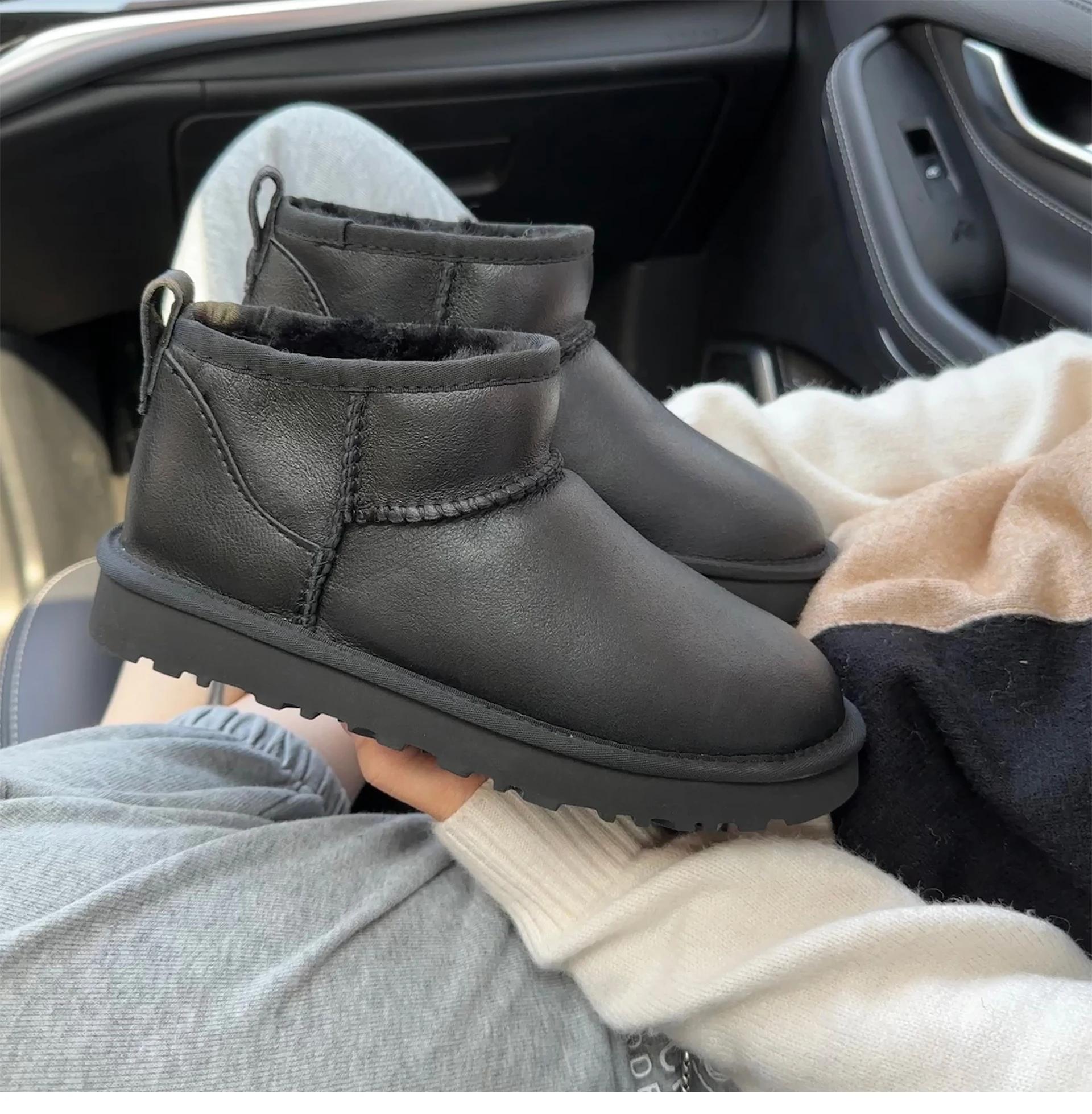 

Высококачественные шерстяные женские сапоги, водонепроницаемые и глянцевые кожаные зимние сапоги, чистая шерсть, теплые, высокие, низкие, с плоской подошвой. 40