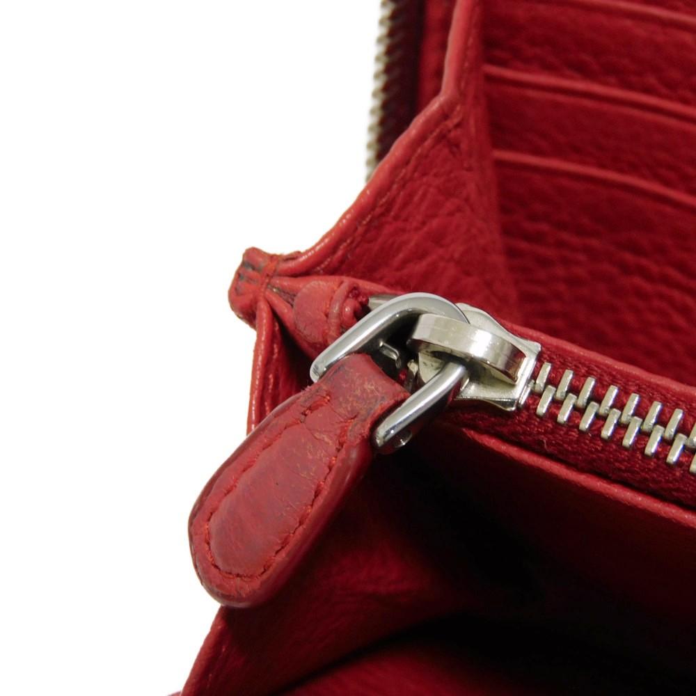Used 11569 Vitello Phoenix Zip Around Wallet 1ML506 2E8V F001 7940 Red Zip Around Logo Metal Rosso Unisex from Japan